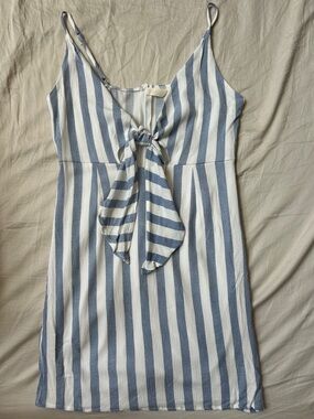 Primi Blue & White Striped Front Tie Keyhole Cami Sundress | Fits Size M